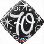 Black Elegant Swirls & Sparkles 70th Birthday Balloon